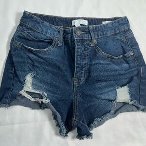 Sofia by Sofia Vergara Dark Blue Distressed Jean Shorts